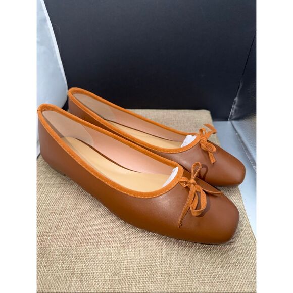 C Paravano Bow Knot Brown Ballet Flats Size 11 - Picture 1 of 12